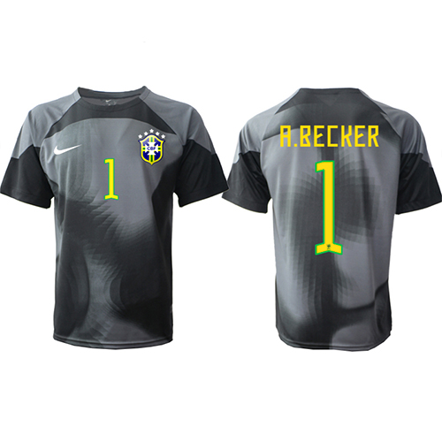 Brasilien Alisson Becker #1 Målmand Hjemmebanetrøje VM 2022 Kort ærmer